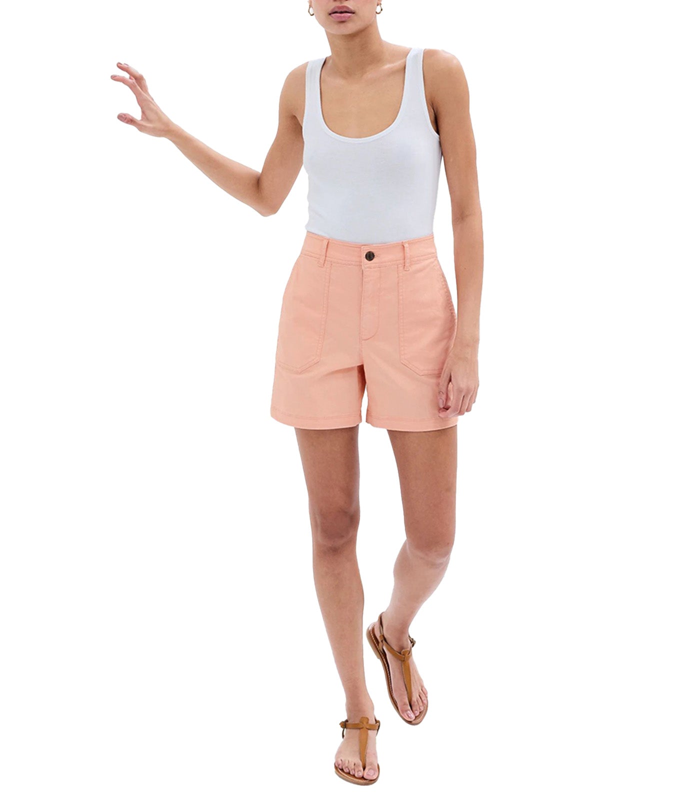 5" Mid-Rise Girlfriend Khaki Shorts with Washwell Peach Martini