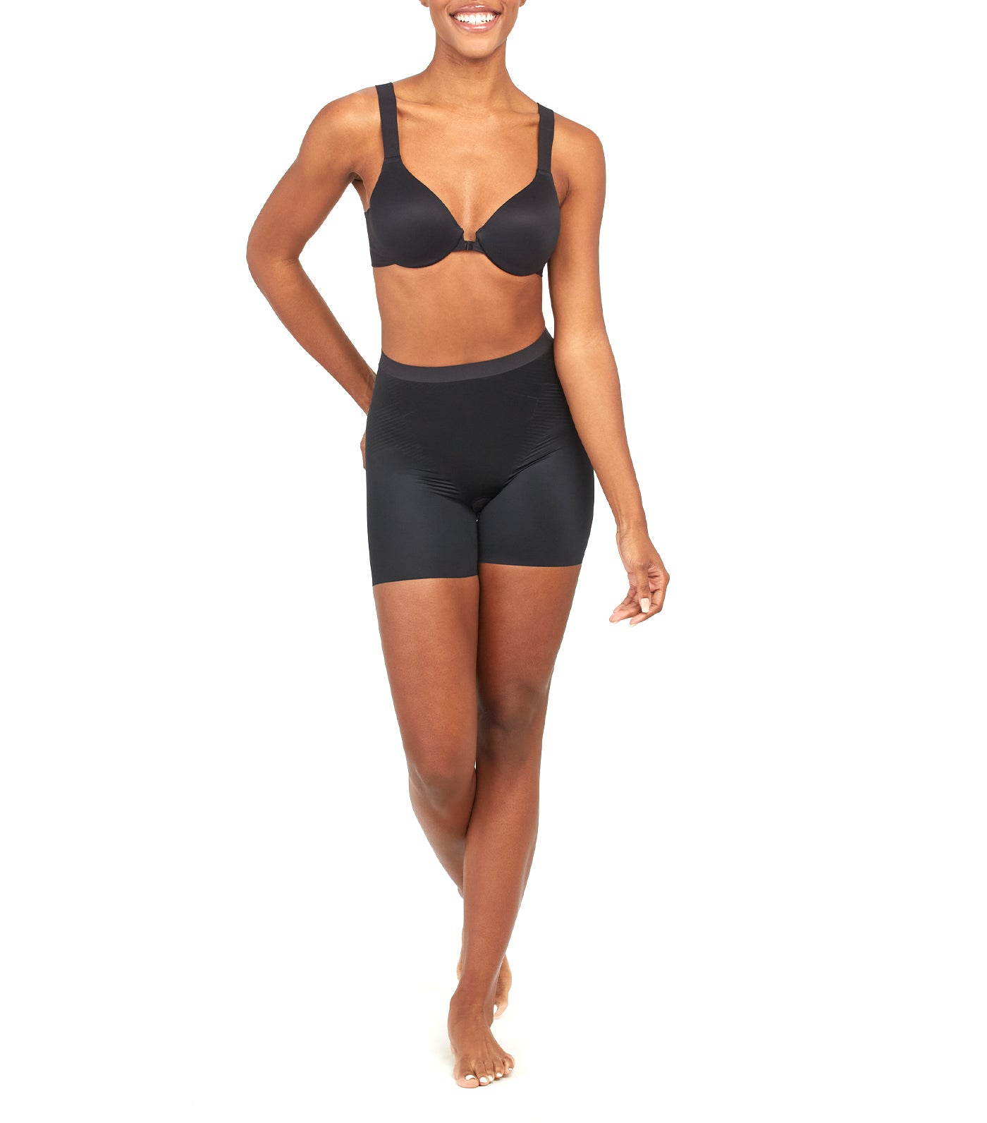 SPANX Shapewear for Women Thinstincts Mid-Thigh Shaping Short (Regular and  Plus Sizes) Very Black XL at  Women's Clothing store
