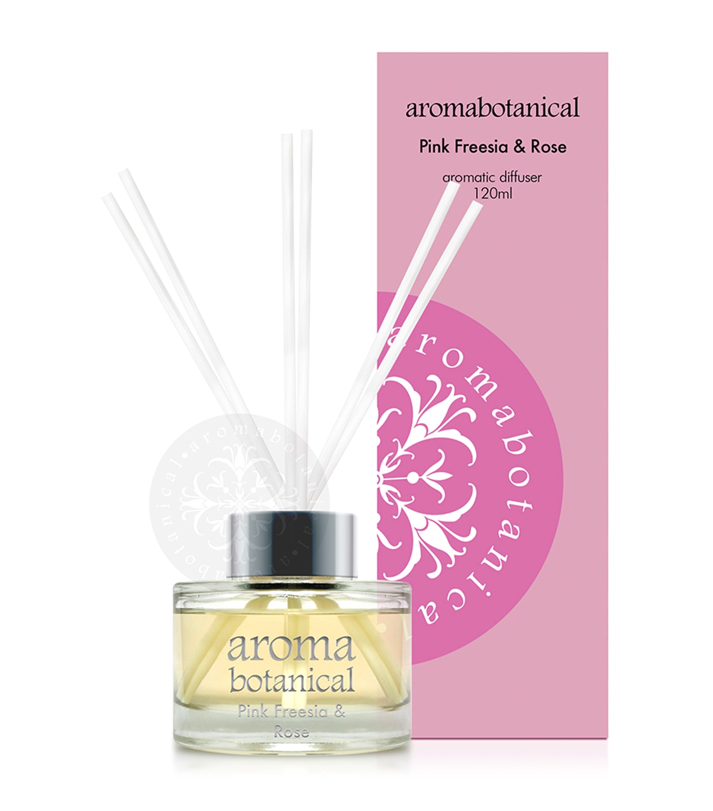 aromabotanical pink freesia & rose 120ml reed diffuser