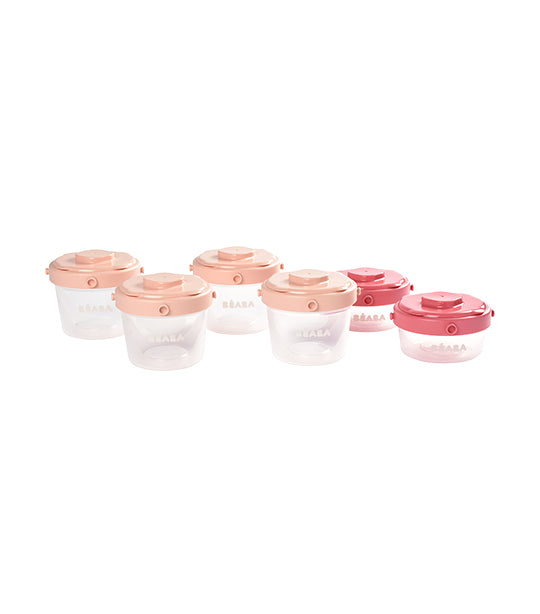 beaba baby food clip container 2oz/4oz set of 6 – rose