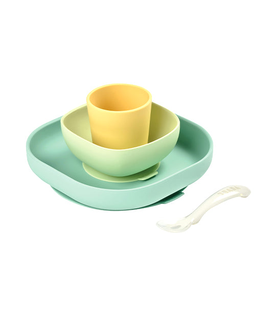 beaba silicone suction meal set – yellow