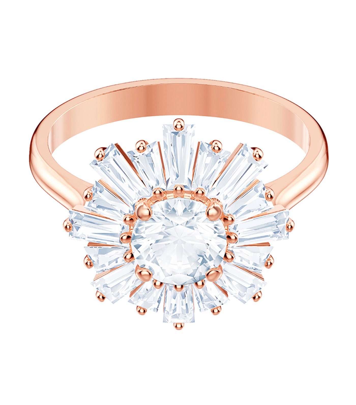 Sunshine Ring White Rose-Gold Tone Plated Pink