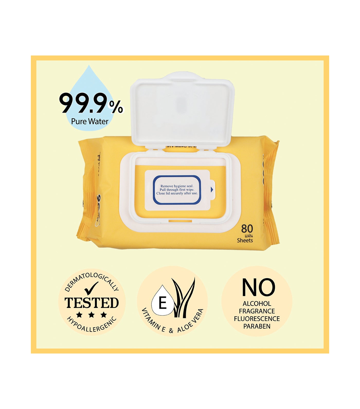 99.9% Pure Water Wipes - 80 Sheets