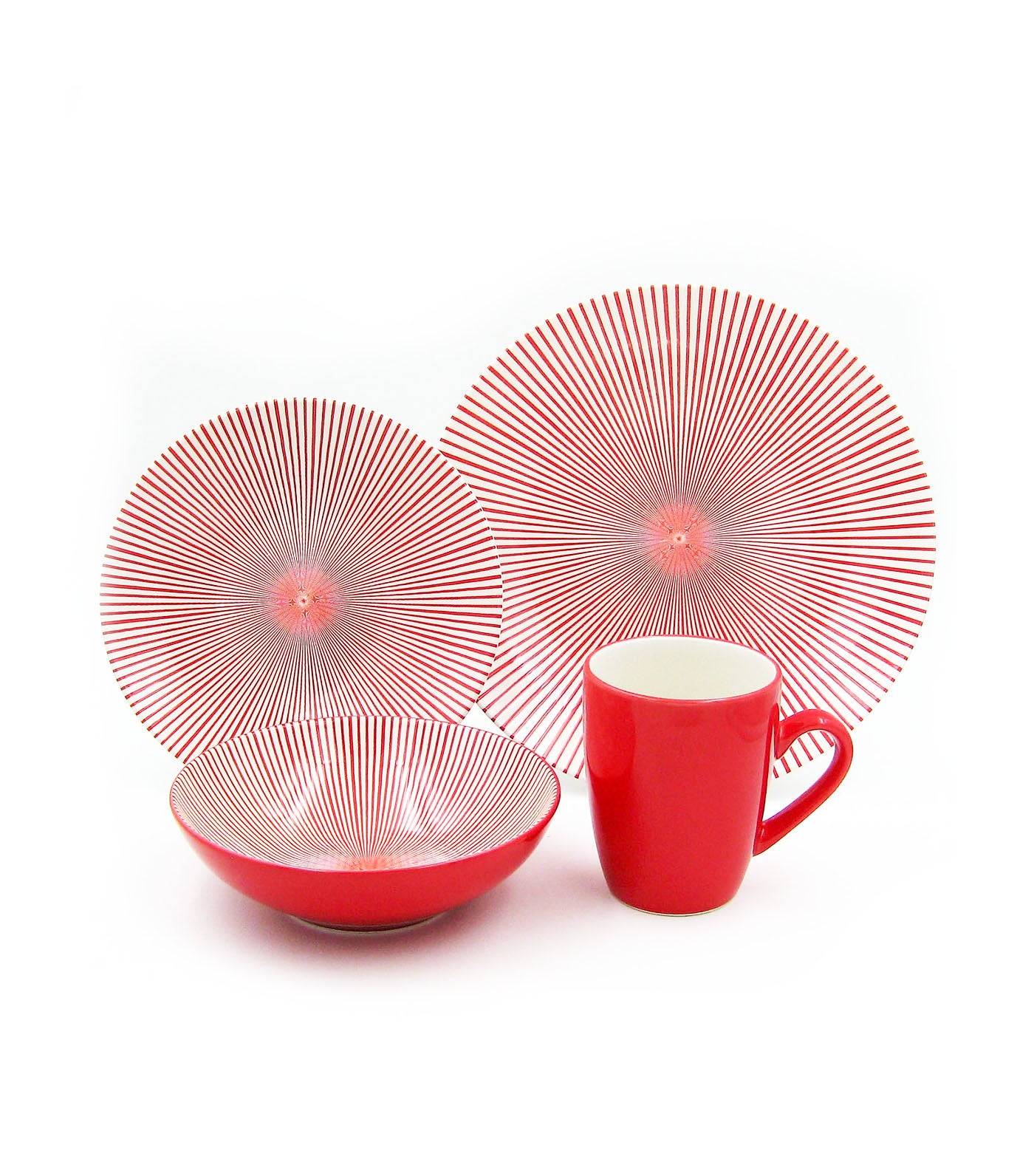 Multiple Choice Stoneware Starburst Coral 16pcs Dinnerware Set