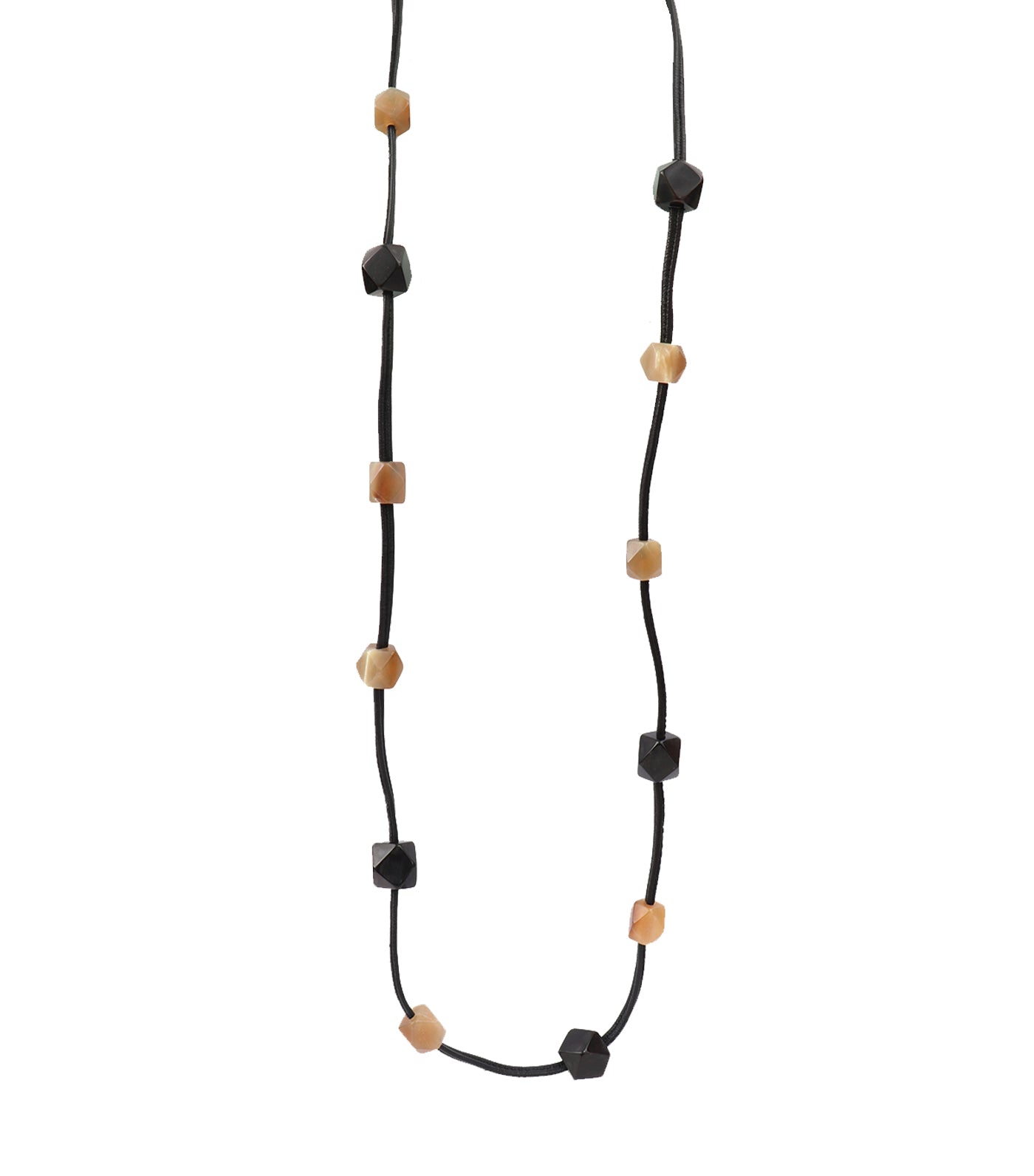 Rustan's Our Very Own Silnag Black/Albino Horn Chop-chop Beads with Leather Necklace