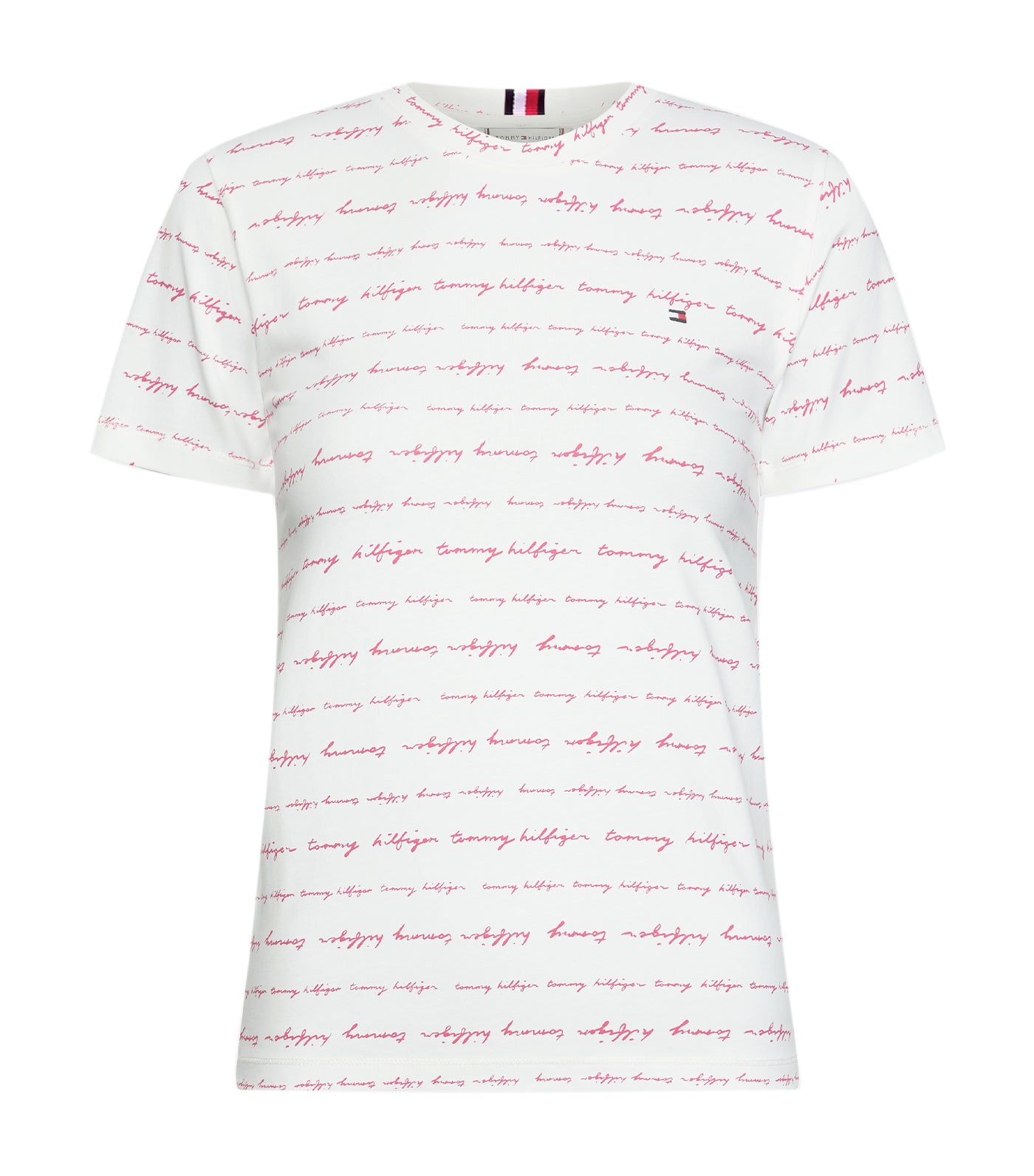 Essentials Slim-Fit T-Shirt Scribble Text Pink