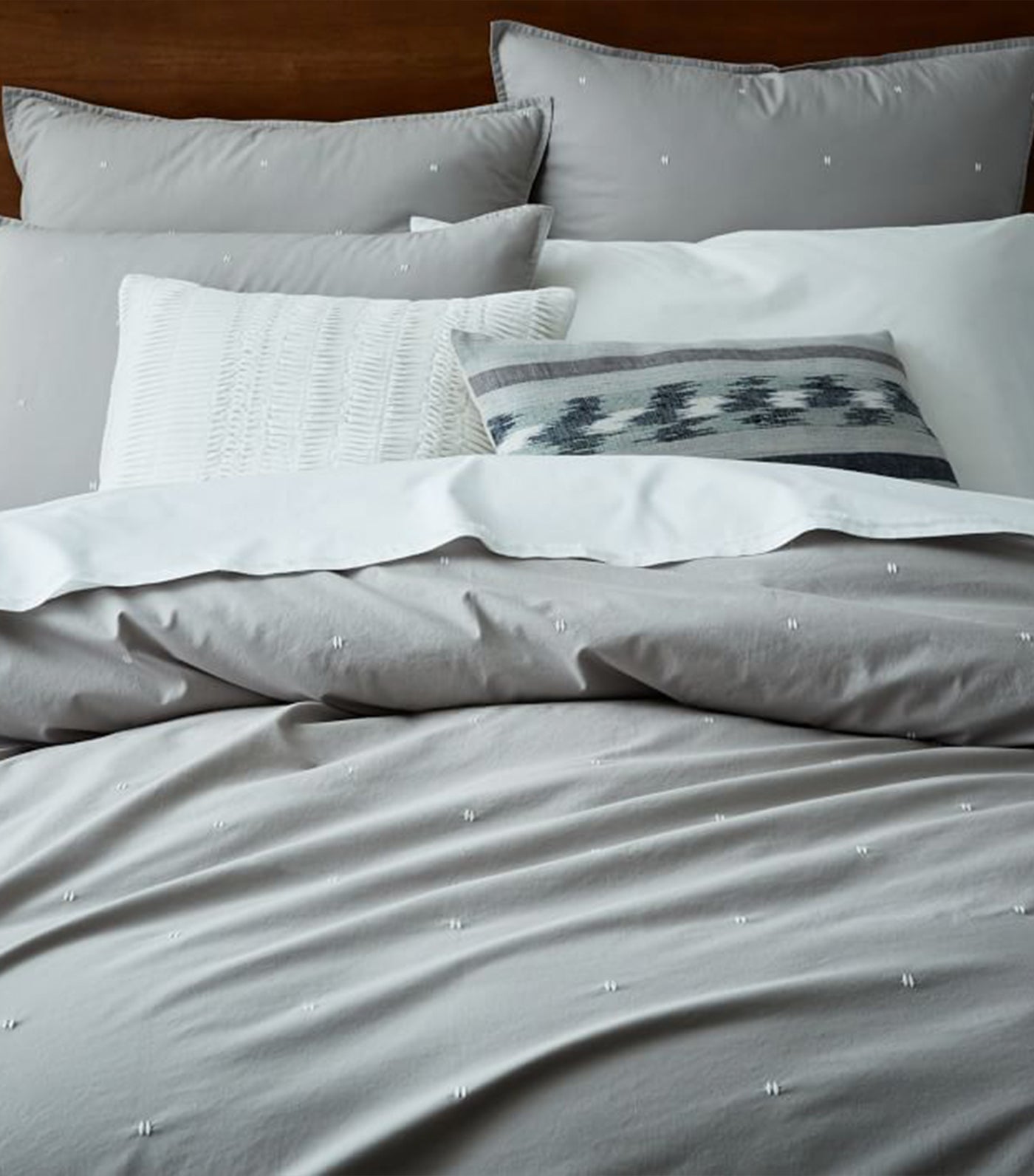 west elm Organic Washed Cotton Percale Duvet Cover, King - Platinum