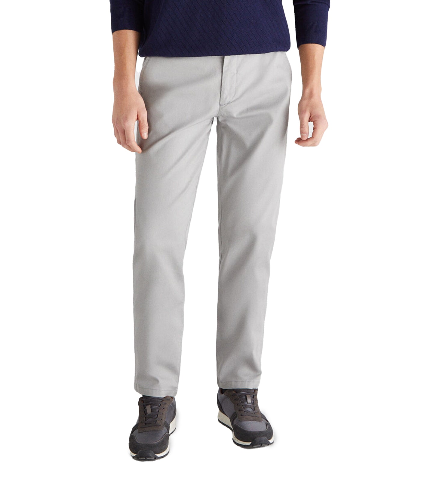 Men Regular Fit Chino Trousers Medium Gray