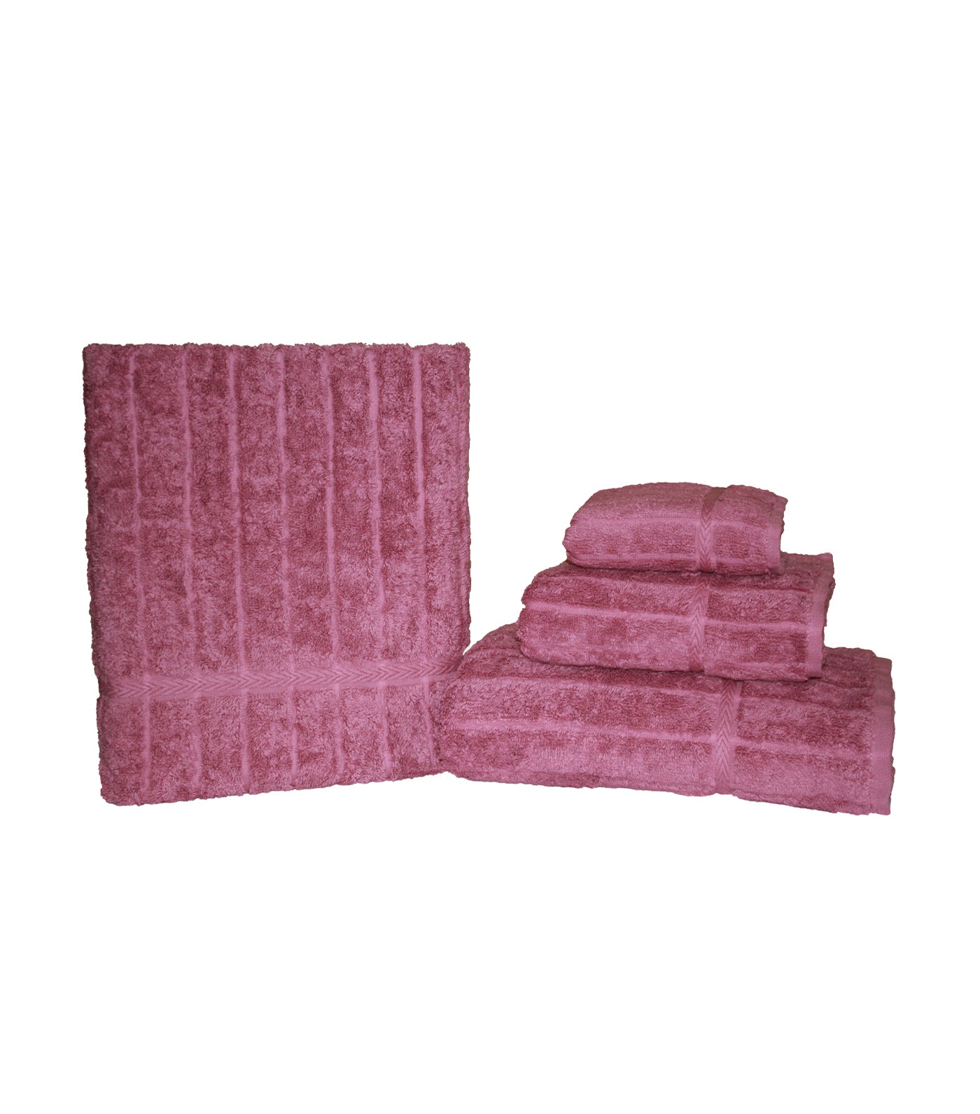 Cotton Fields Solid-Color Striped Towels - Azalea
