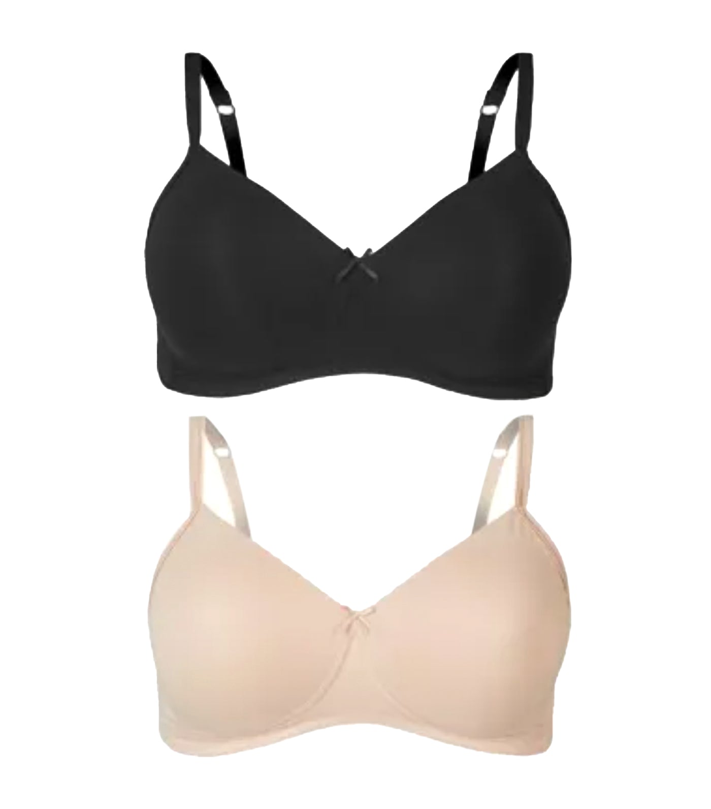 Marks & Spencer 2 Pack Cotton Rich Padded Full Cup Bras - Black and Beige