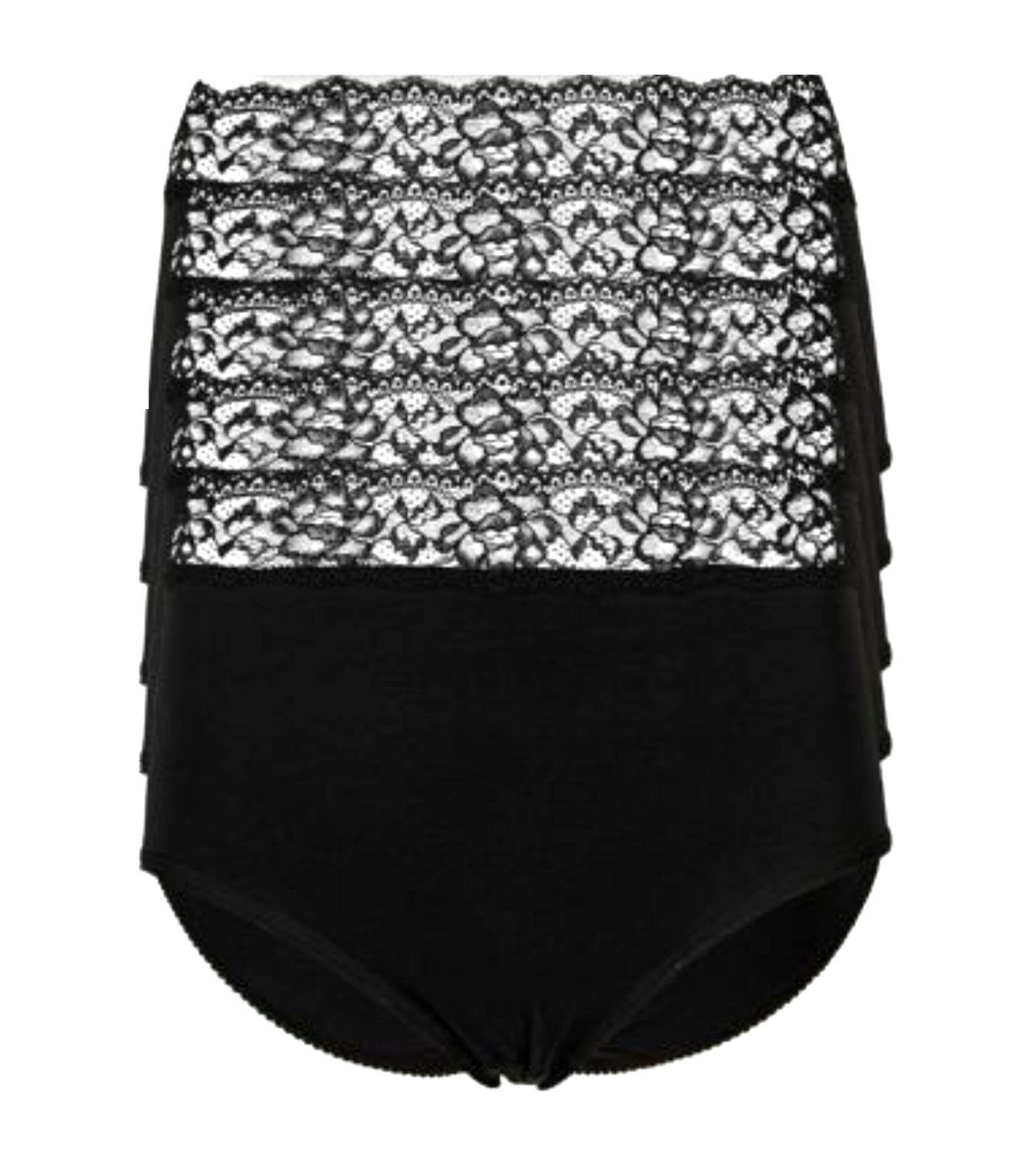 marks and spencer 5 pack lace waisted full briefs - black mix