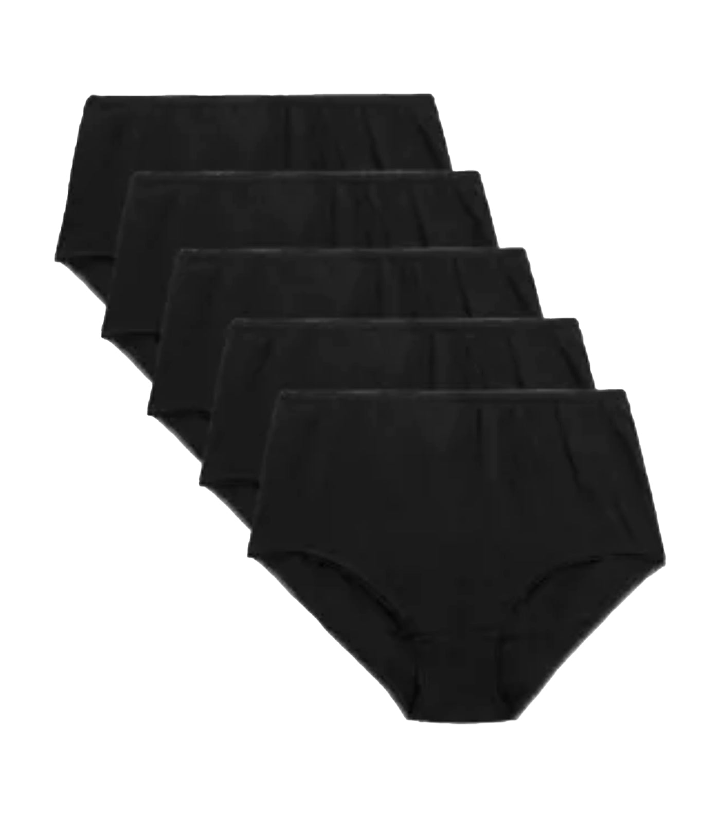 marks and spencer 5pk cotton lycra high waisted full briefs - black