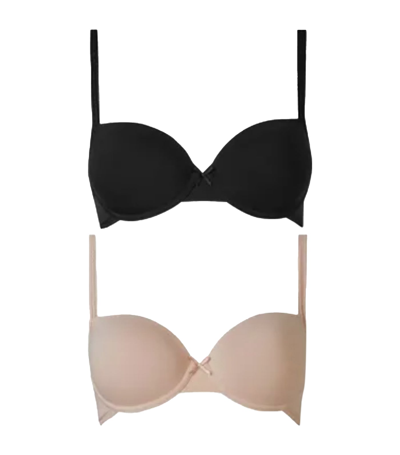 marks and spencer 2pj cotton rich underwired balcony bras - black and beige