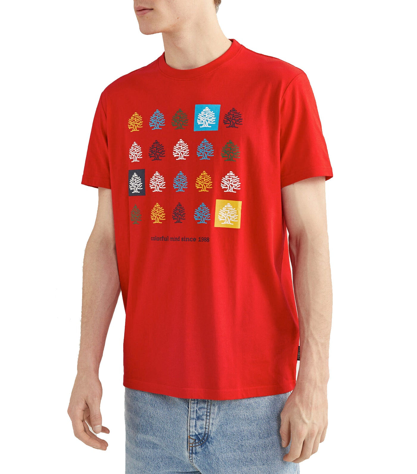 Short-Sleeved Multicolored Tree T-Shirt Red