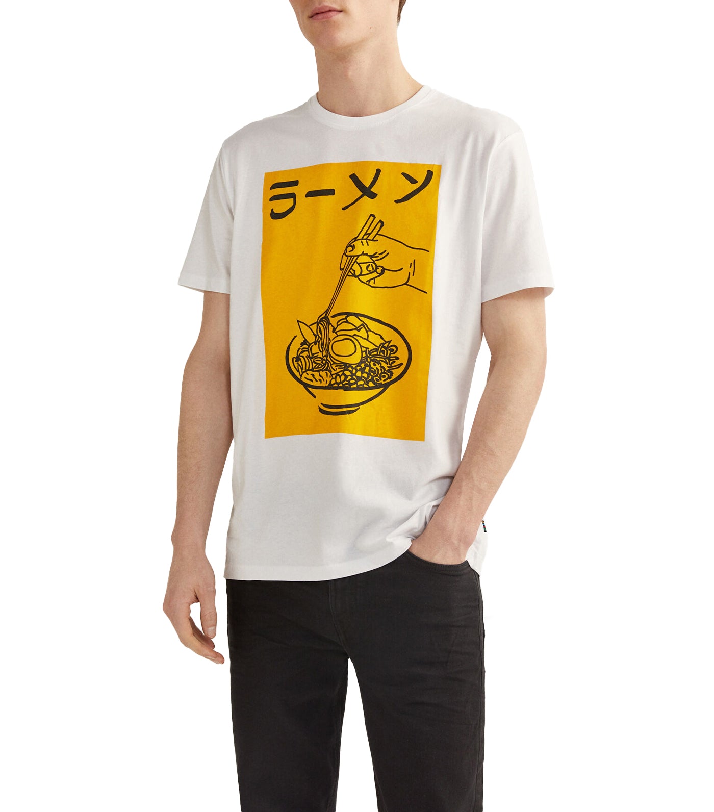 Short-Sleeved T-Shirt with Japanese Illustration White