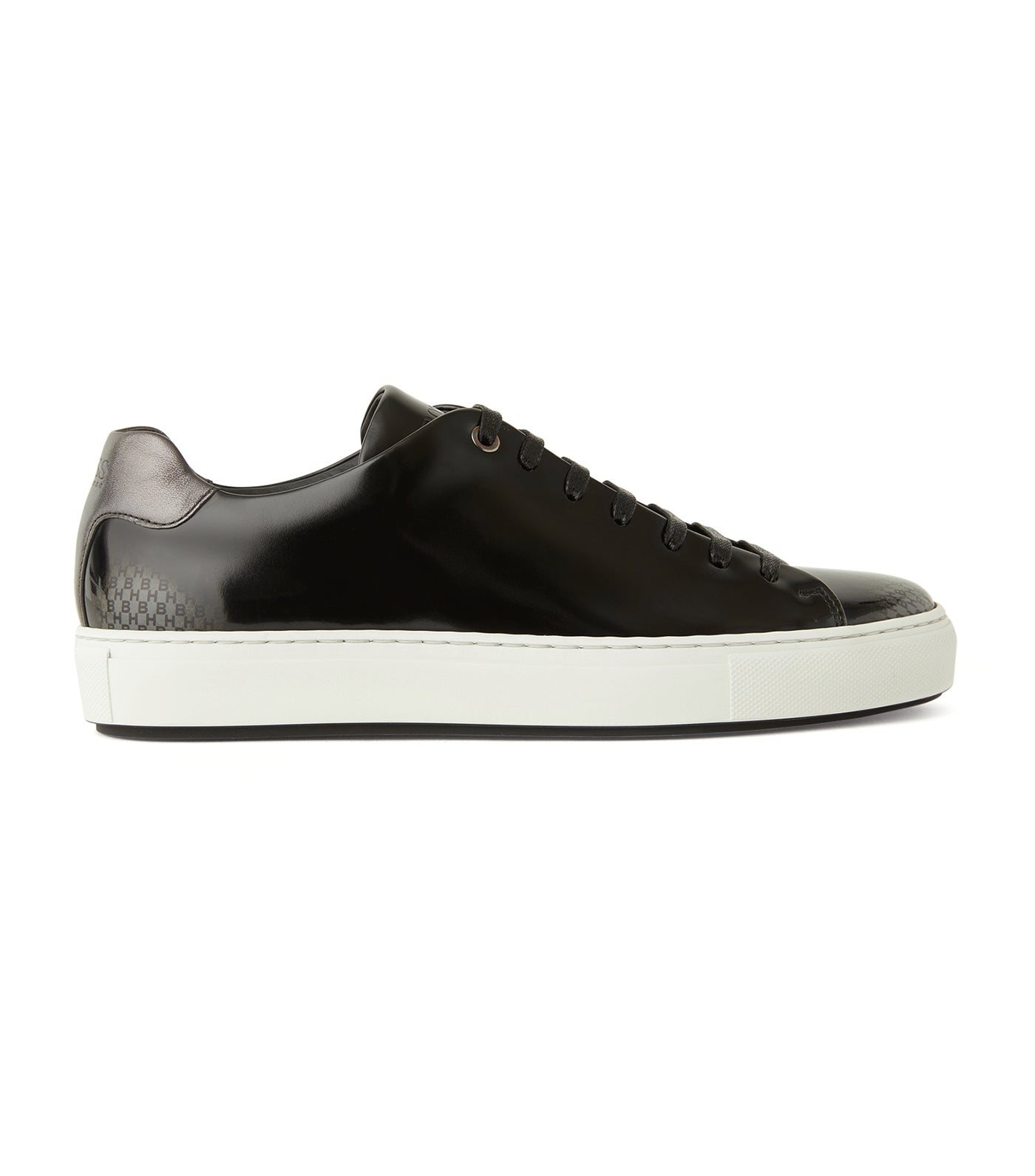 Tennis-Inspired Trainers In Brush-Off Leather Black