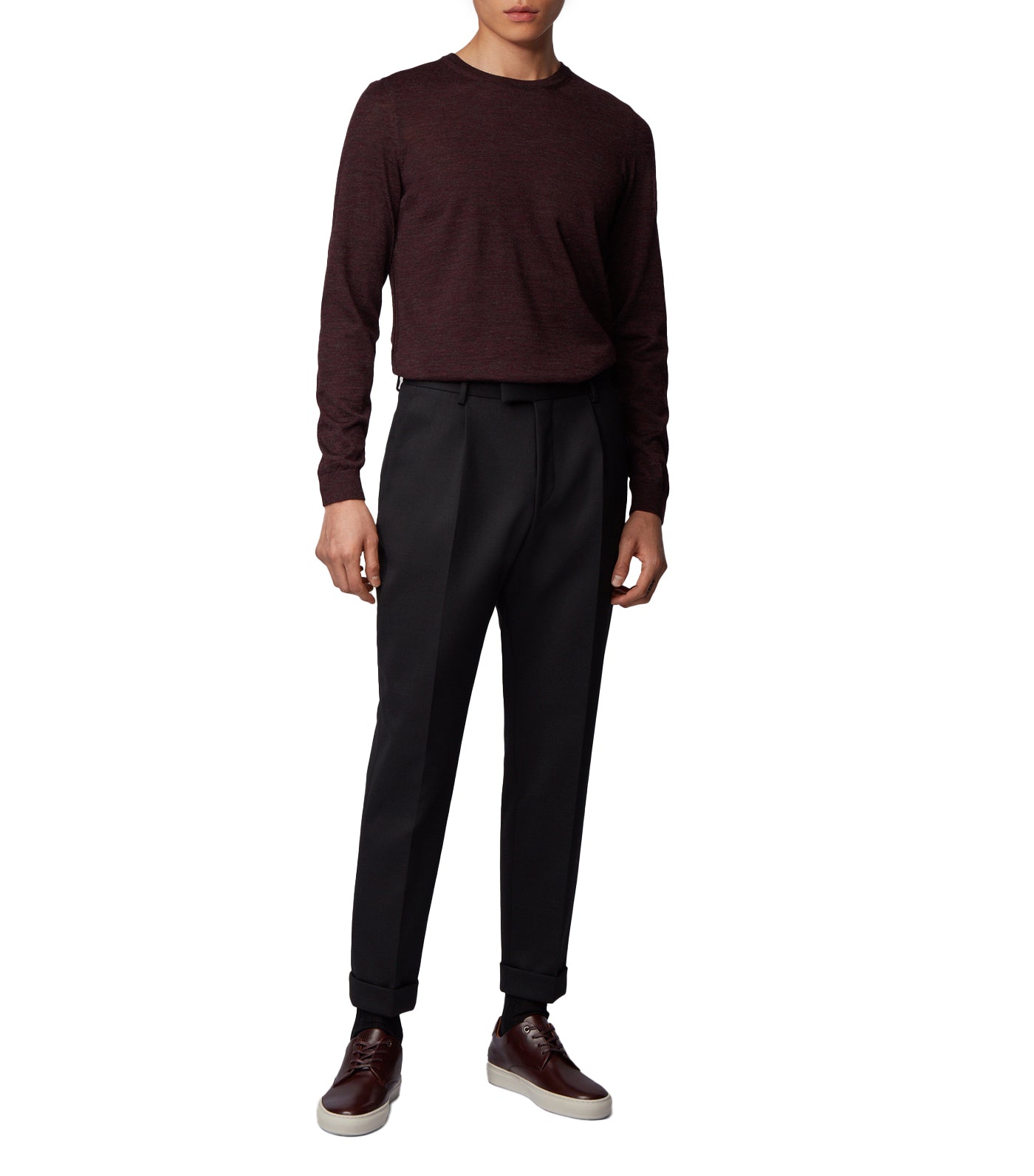 Low-Top Sneakers In Smooth Calf Leather Dark Red