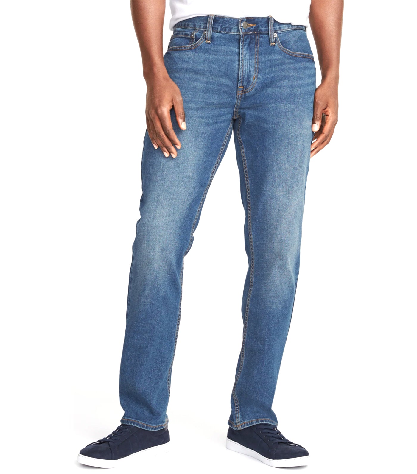 old navy straight jeans - light wash with tint