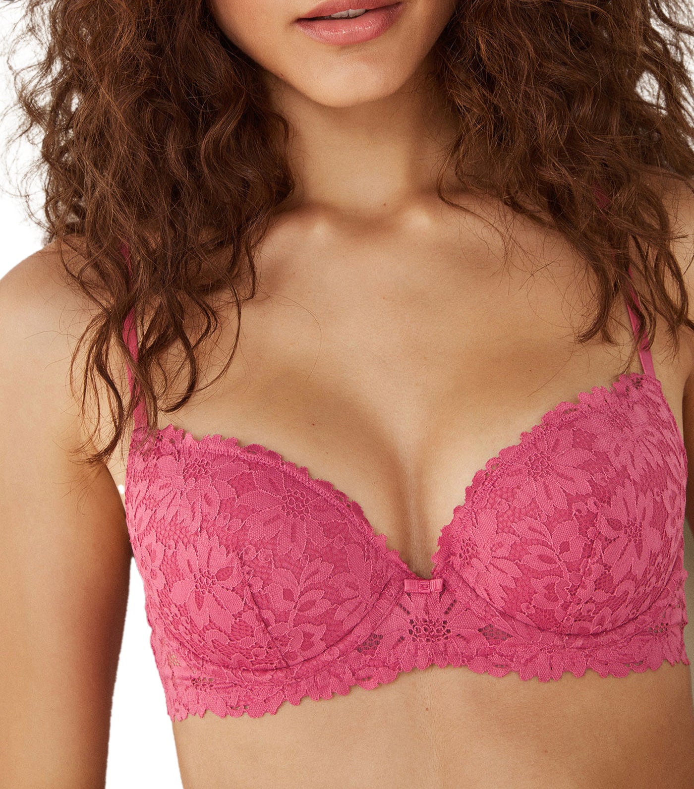 Floral lace push-up bra Woman, Pink
