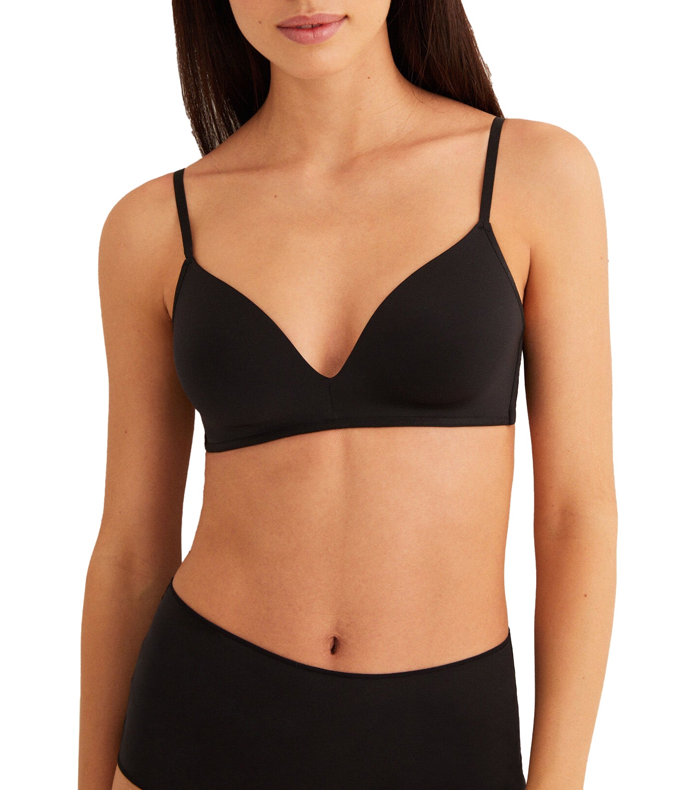 Non-Wired and Padded Triangle Bra Black