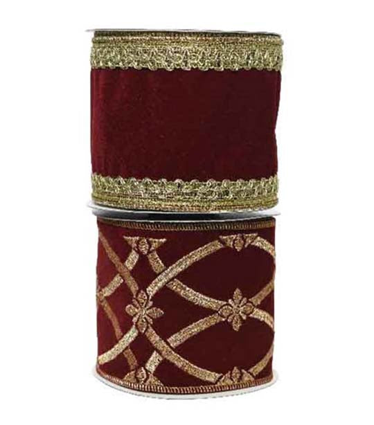 kaemingk lurex christmas ribbon - oxblood