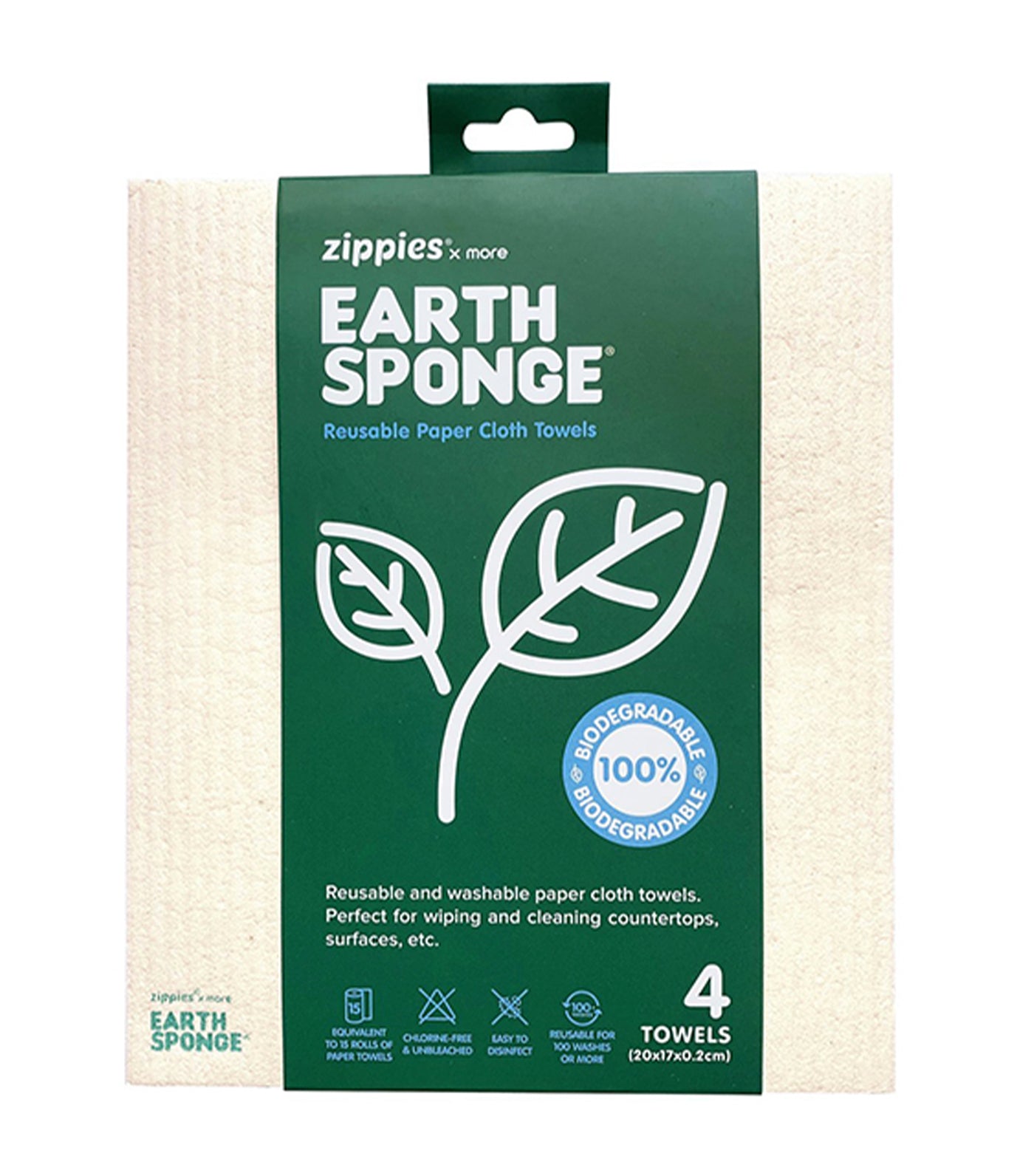 Zippies Earth Sponge Reusable Cloth Towel - Set of 4