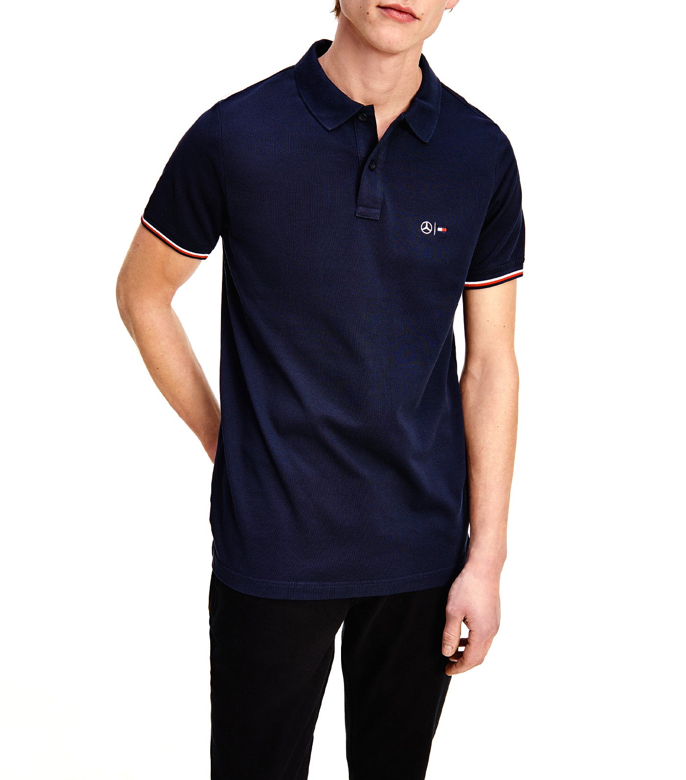 Mercedes-Benz Tipped Slim Fit Polo Desert Sky