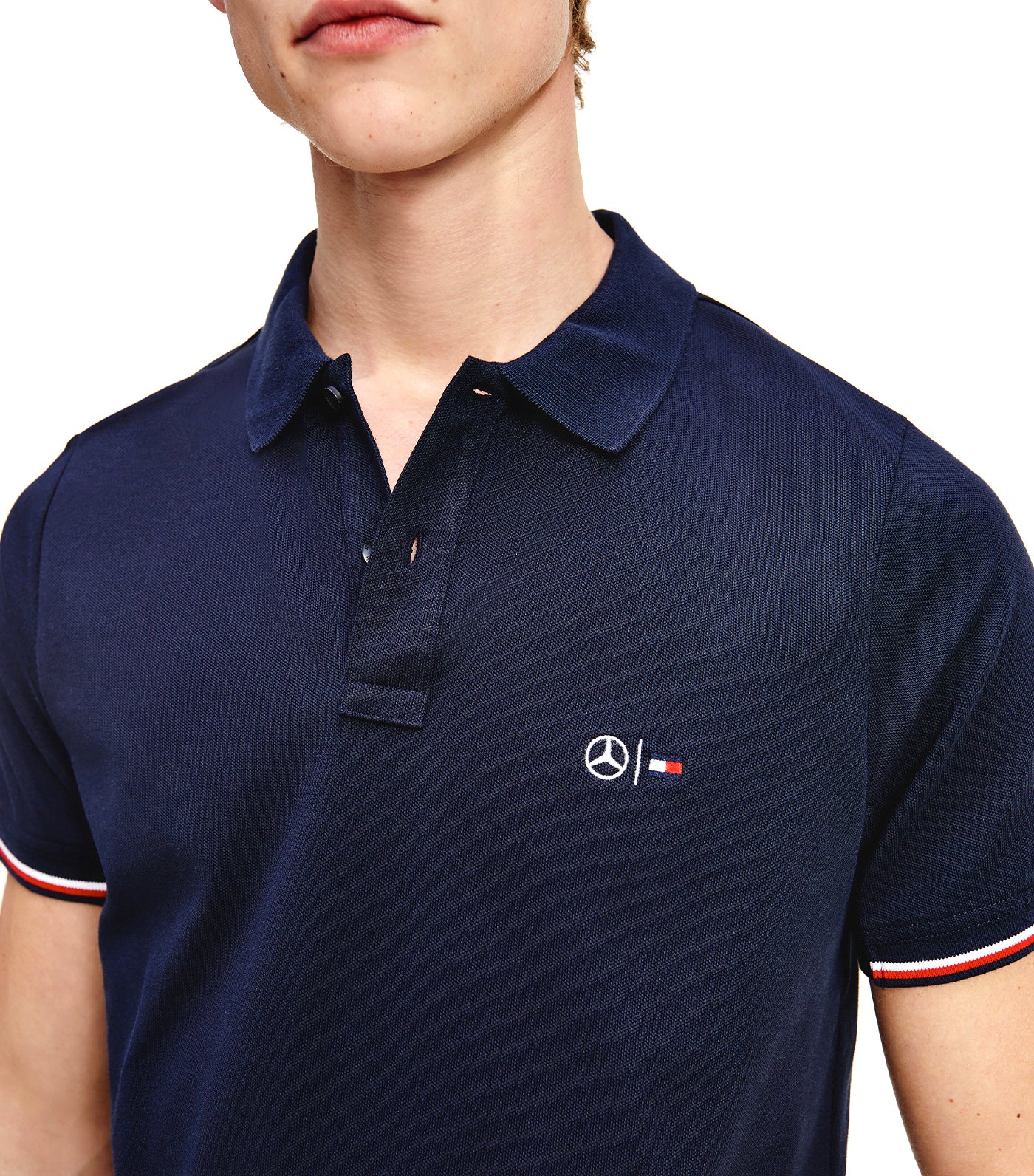 Mercedes-Benz Tipped Slim Fit Polo Desert Sky