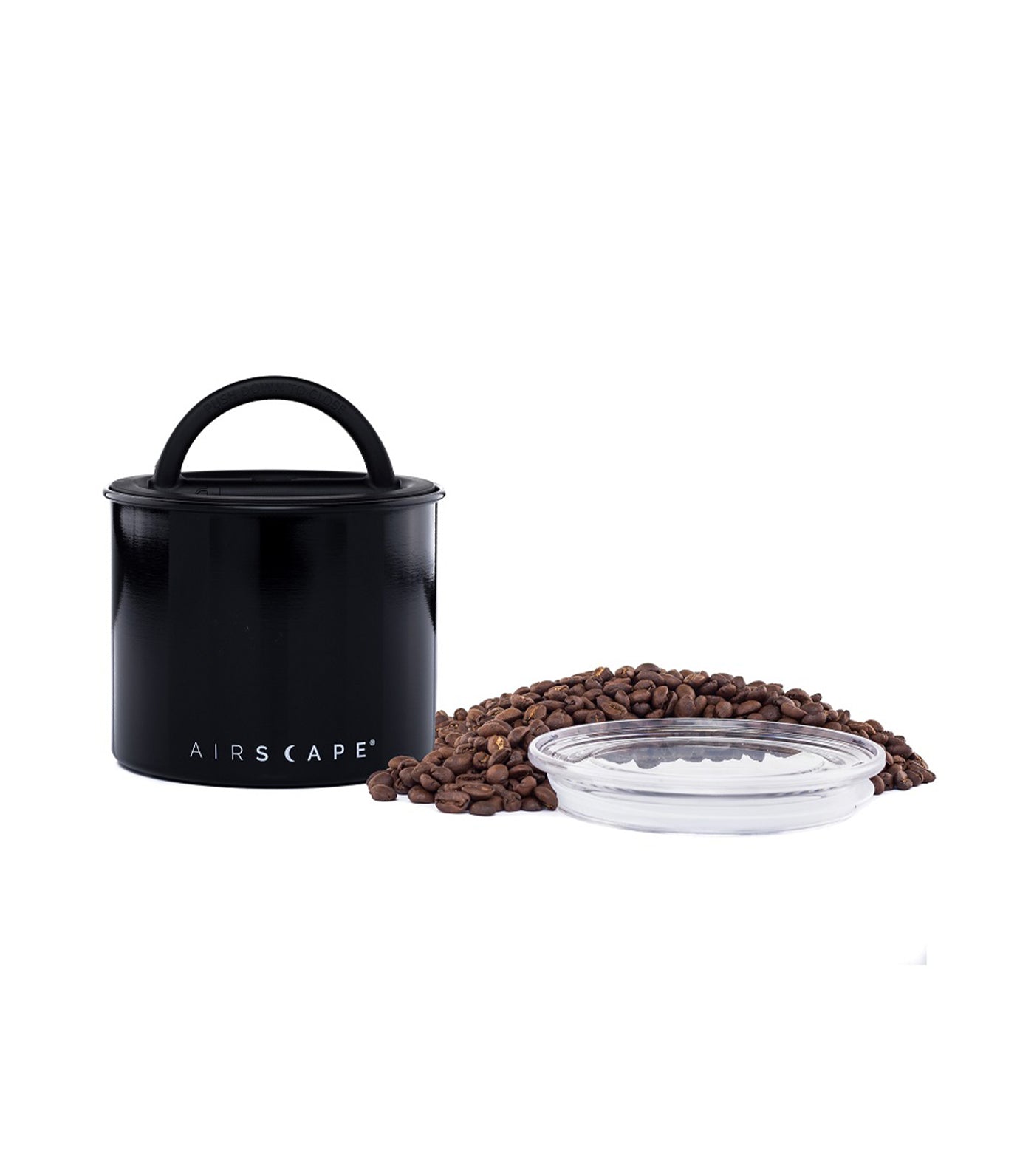 airscape® stainless steel coffee and food storage canister - 4" obsidian