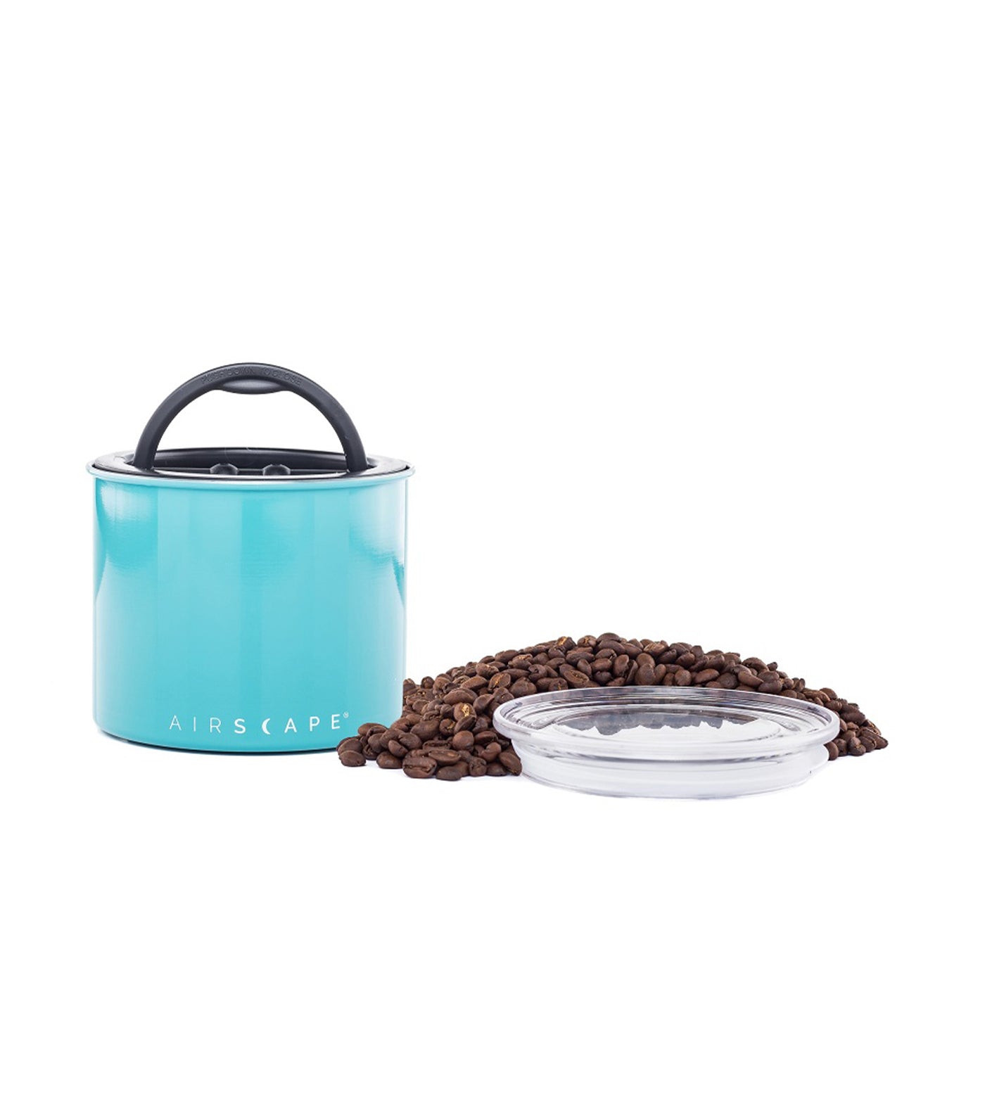 airscape® stainless steel coffee and food storage canister - 4" turquoise