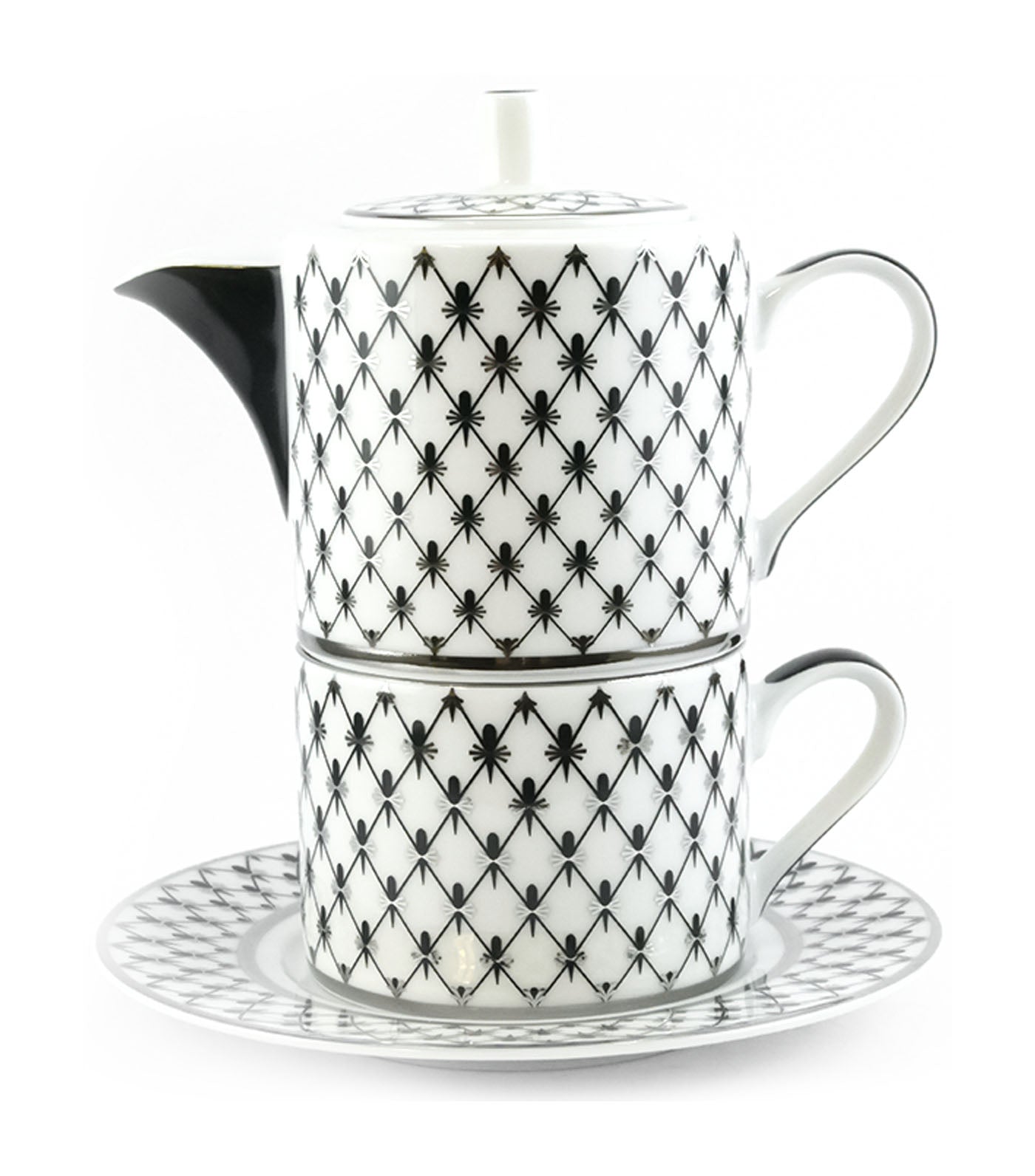 Imperial Porcelain Platinum Net Tea Set