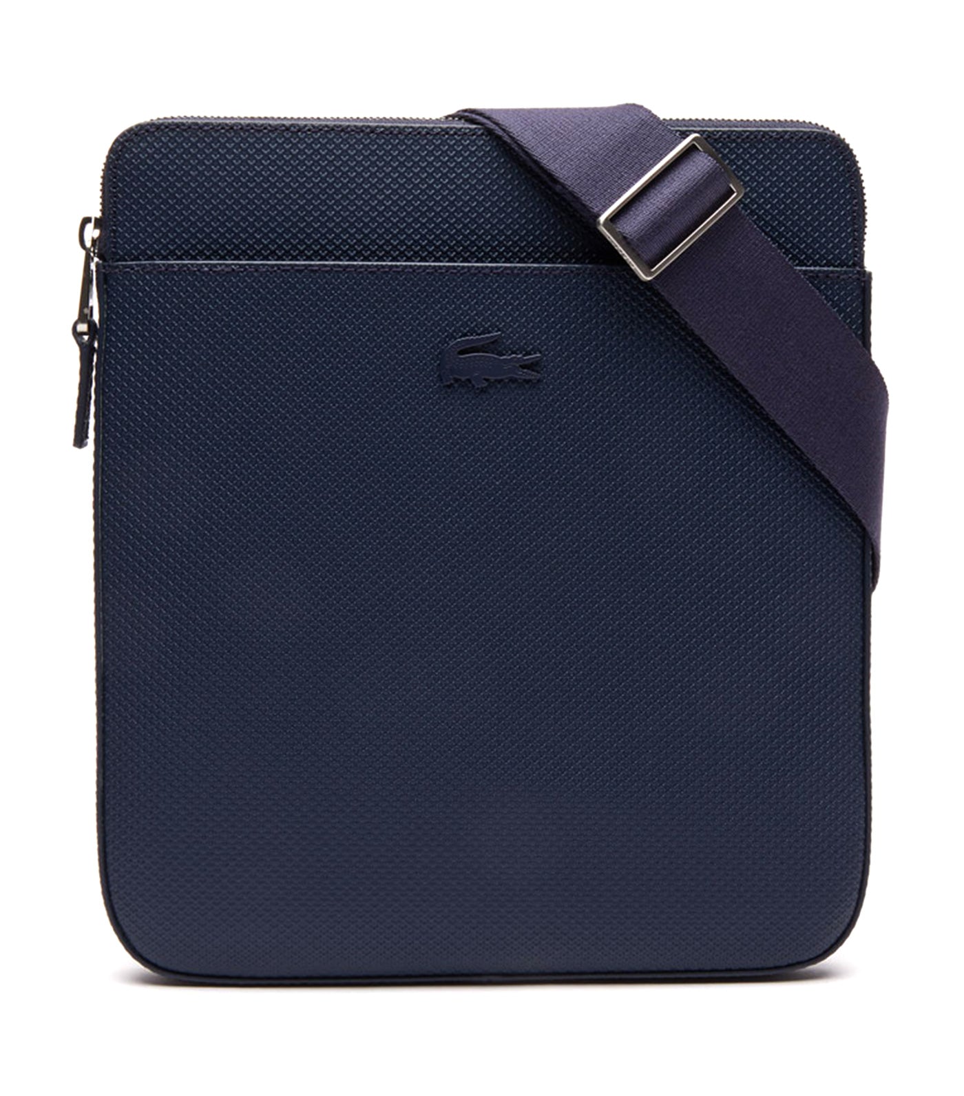 lacoste men's chantaco leather flat crossover bag - marine 166