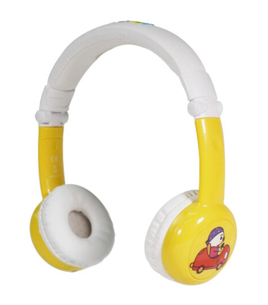 bamini yellow happy wired headphones