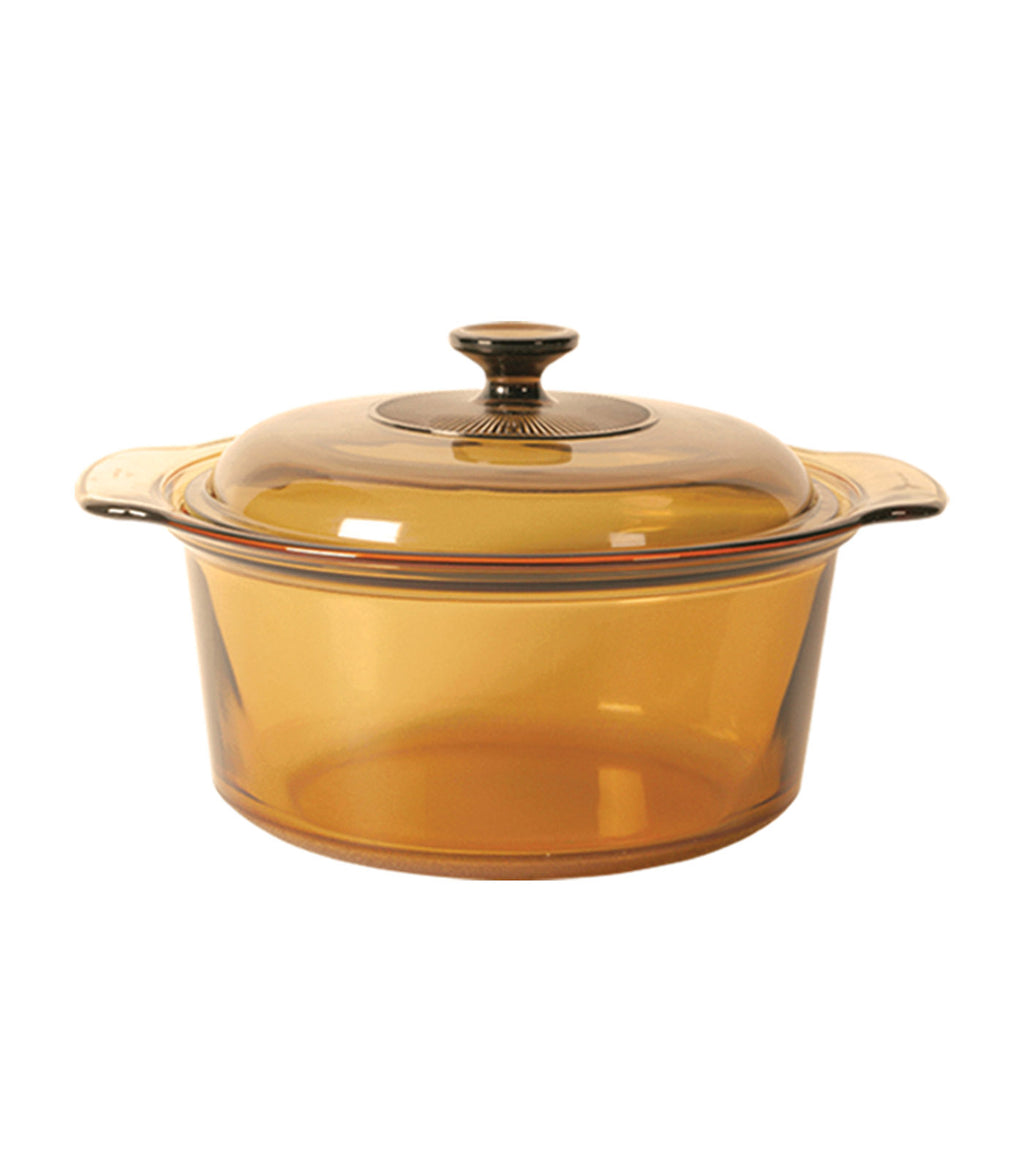 Pyrex Vision Amber Glass Bowl Dutch Oven With Lid Casserole 