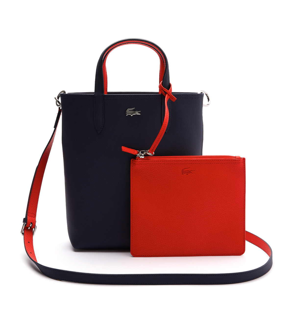 Women's Anna Reversible Coated Canvas Vertical Shopping Bag Marine 166 Rouge