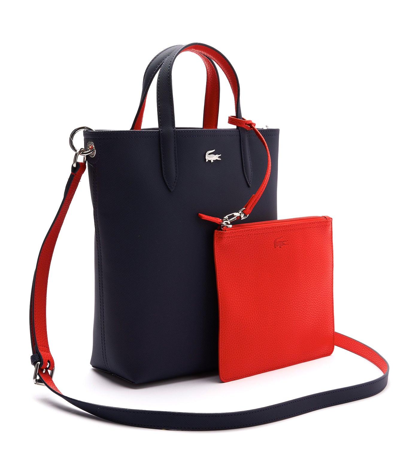 Women's Anna Reversible Coated Canvas Vertical Shopping Bag Marine 166 Rouge