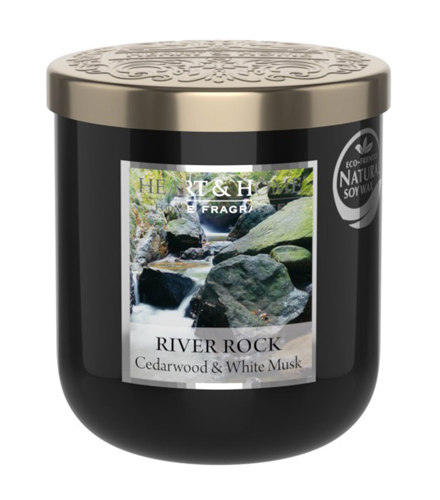 heart & home river rock - small soy wax candle