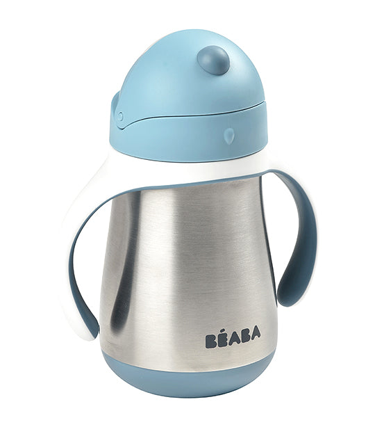 beaba stainless steel straw sippy cup – blue