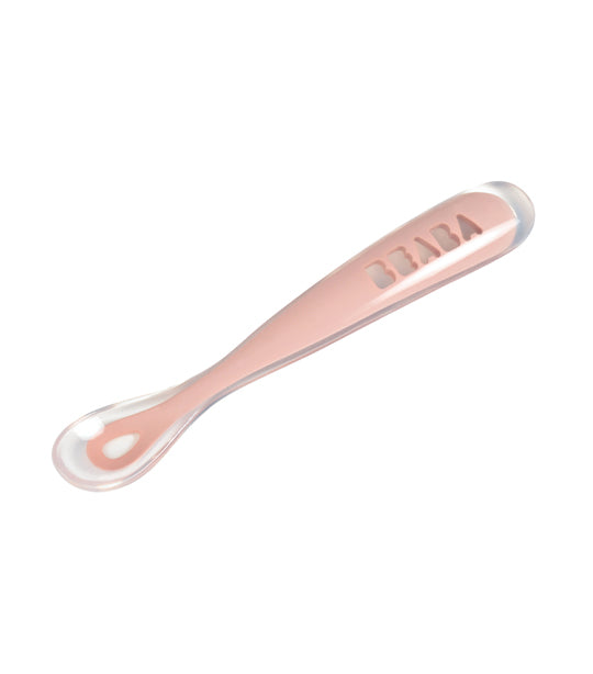 beaba baby’s first foods silicone spoon – pink