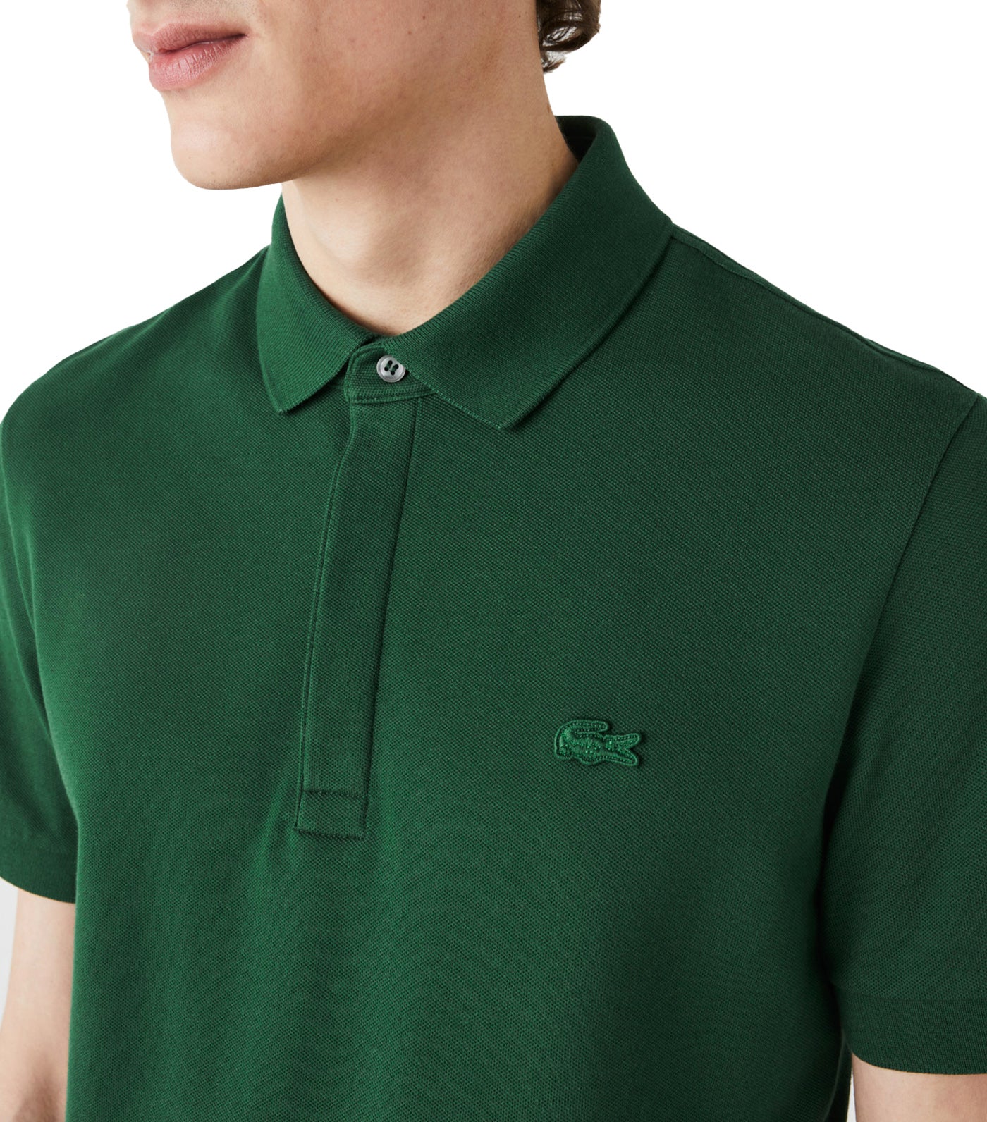 Men's Lacoste Paris Polo Shirt Regular Fit Stretch Cotton Piqué Green