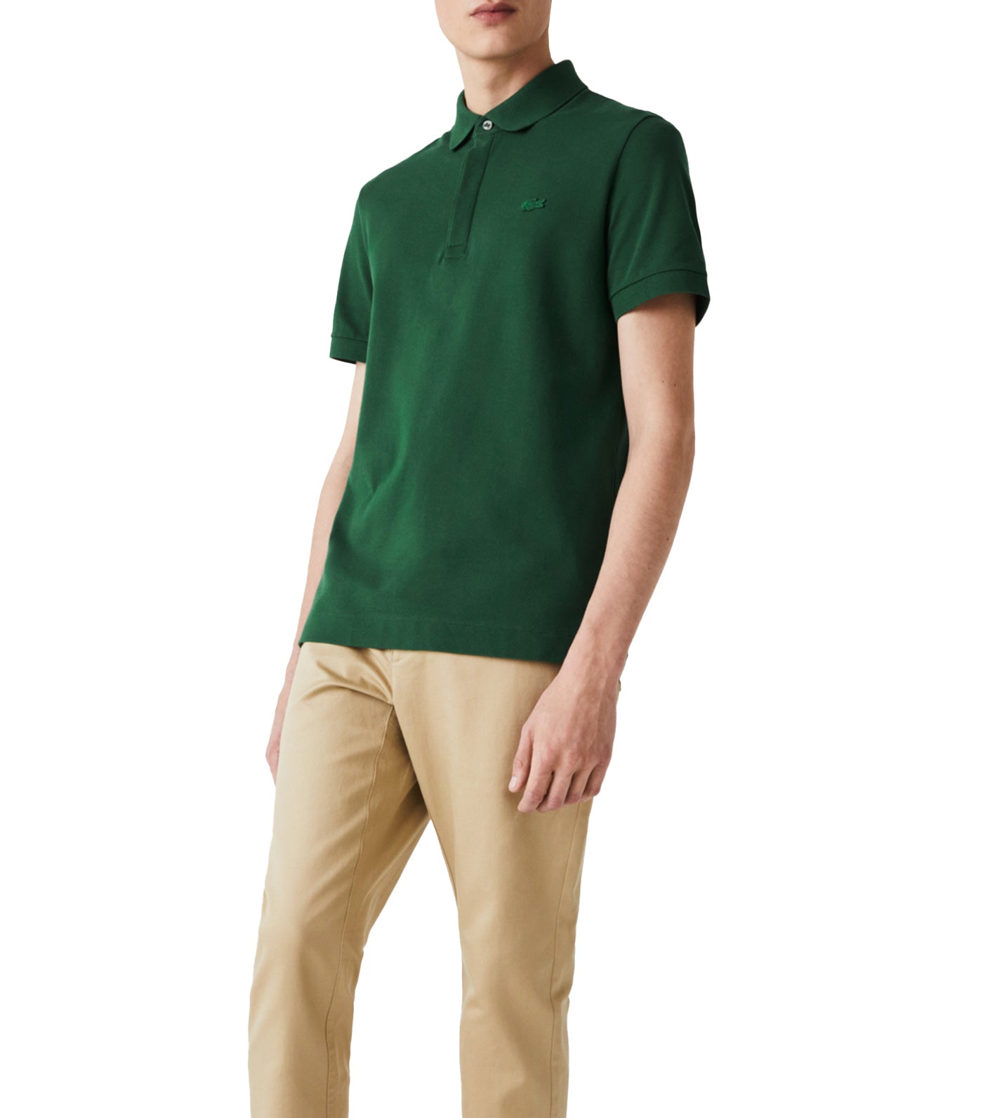 Men's Lacoste Paris Polo Shirt Regular Fit Stretch Cotton Piqué Green