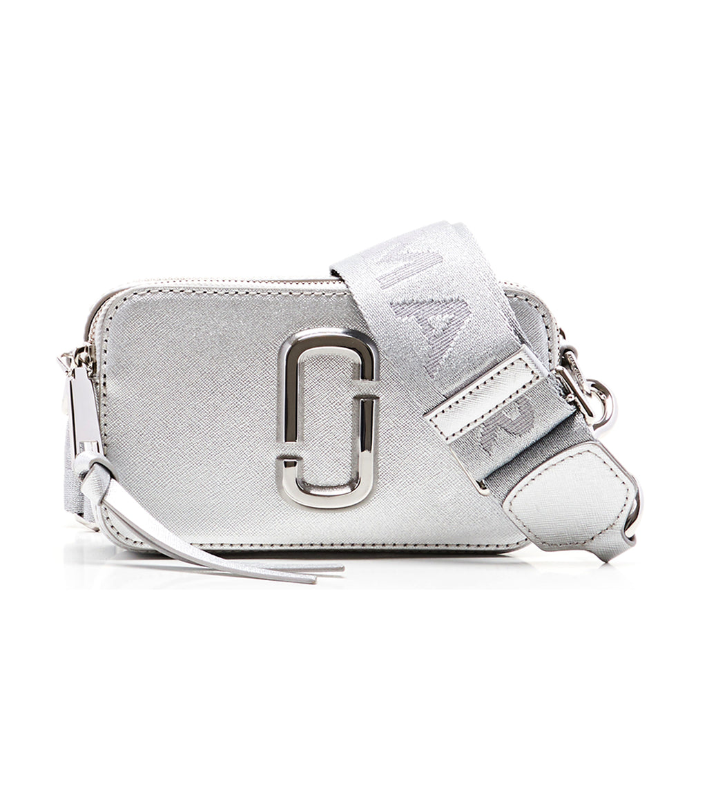 MARC JACOBS The Metallic Snapshot DTM crossgrain leather crossbody bag -  Silver - 2F3HCR056H01040