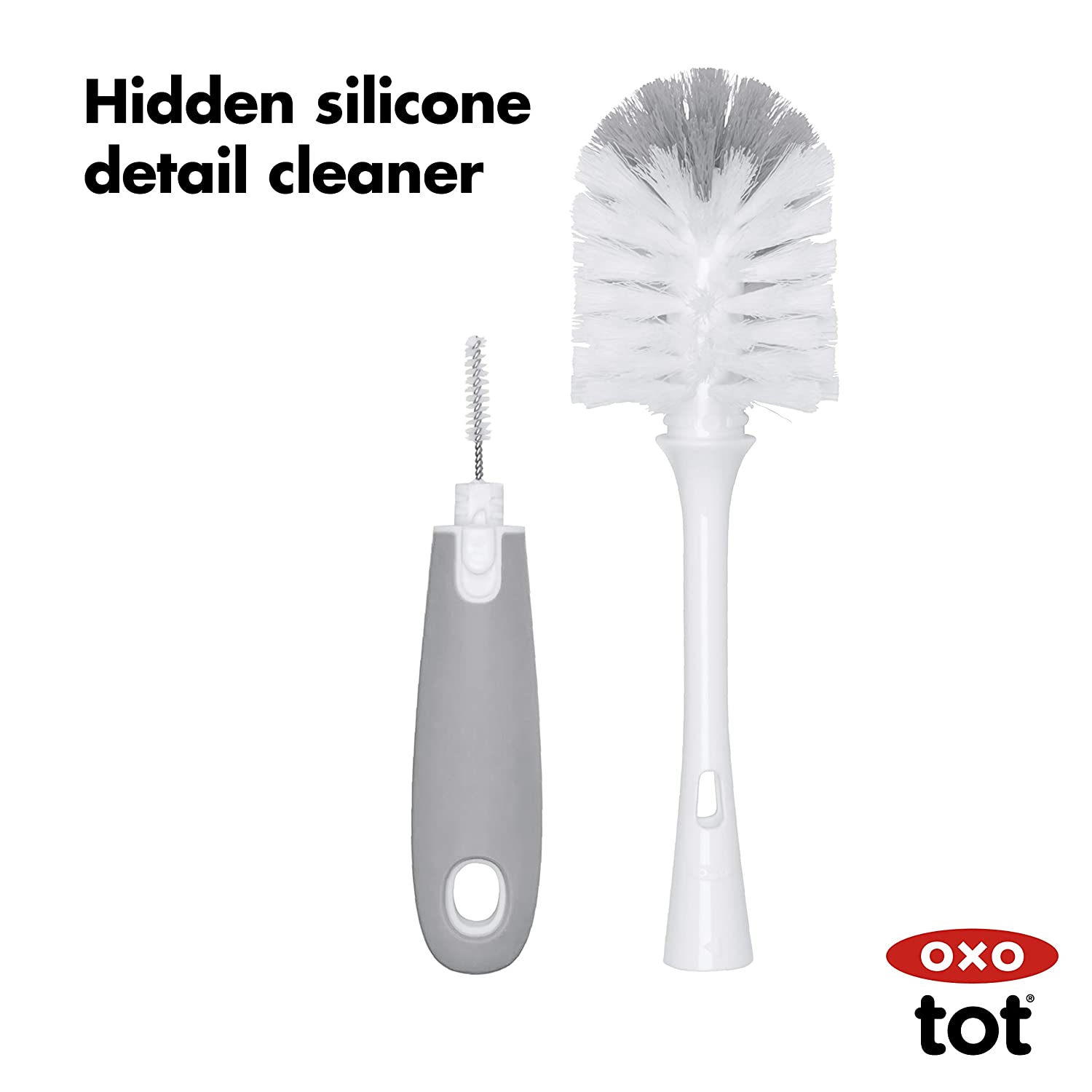 Bottle Brush with Nipple Cleaner and Stand - Gray