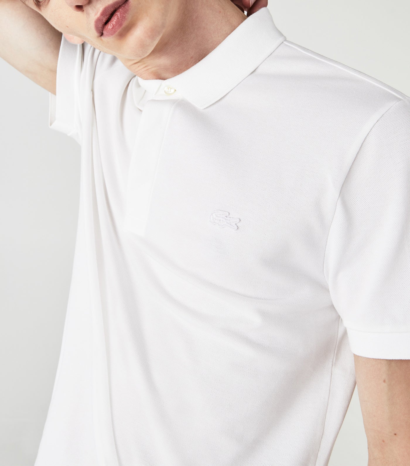 Men's Lacoste Paris Polo Shirt Regular Fit Stretch Cotton Piqué White