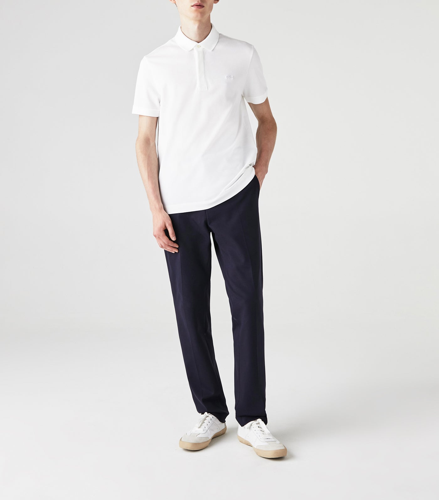 Men's Lacoste Paris Polo Shirt Regular Fit Stretch Cotton Piqué White