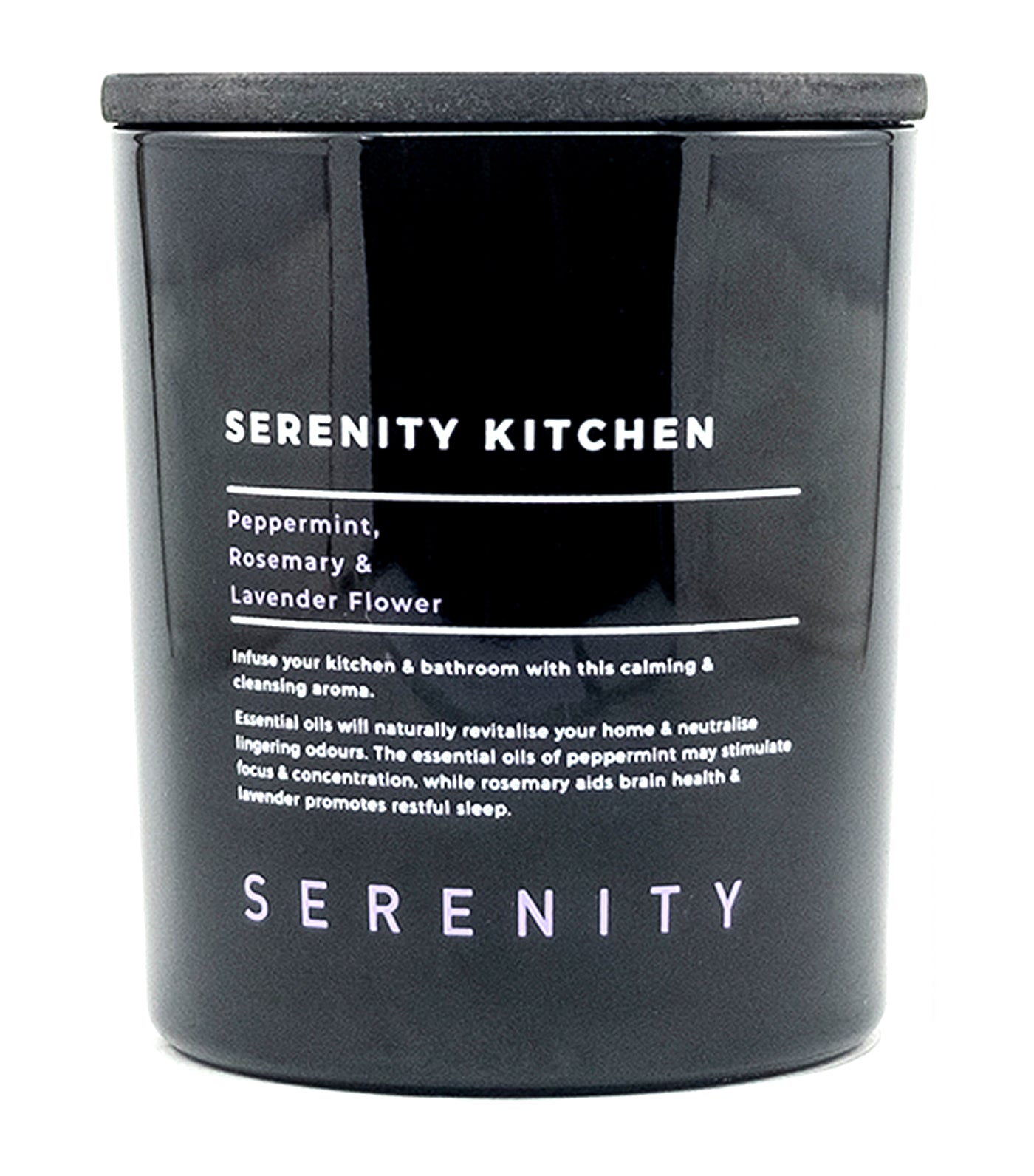 serenity peppermint, rosemary, and lavender flower scented candle