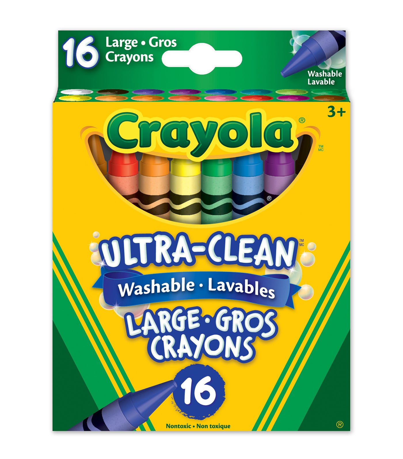 Large Ultra-Clean Washable Crayons - 16 Count