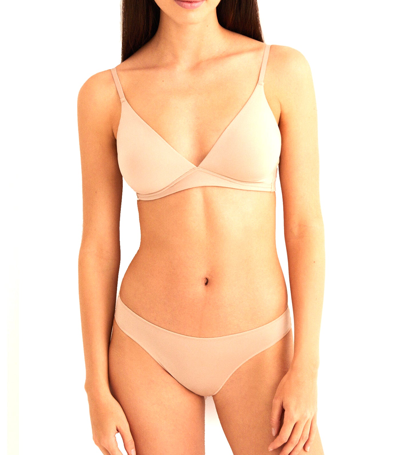 Non-Wired and Non-Padded Triangle Bra Tan