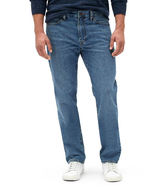 Straight Jeans With Washwell Medium Wash