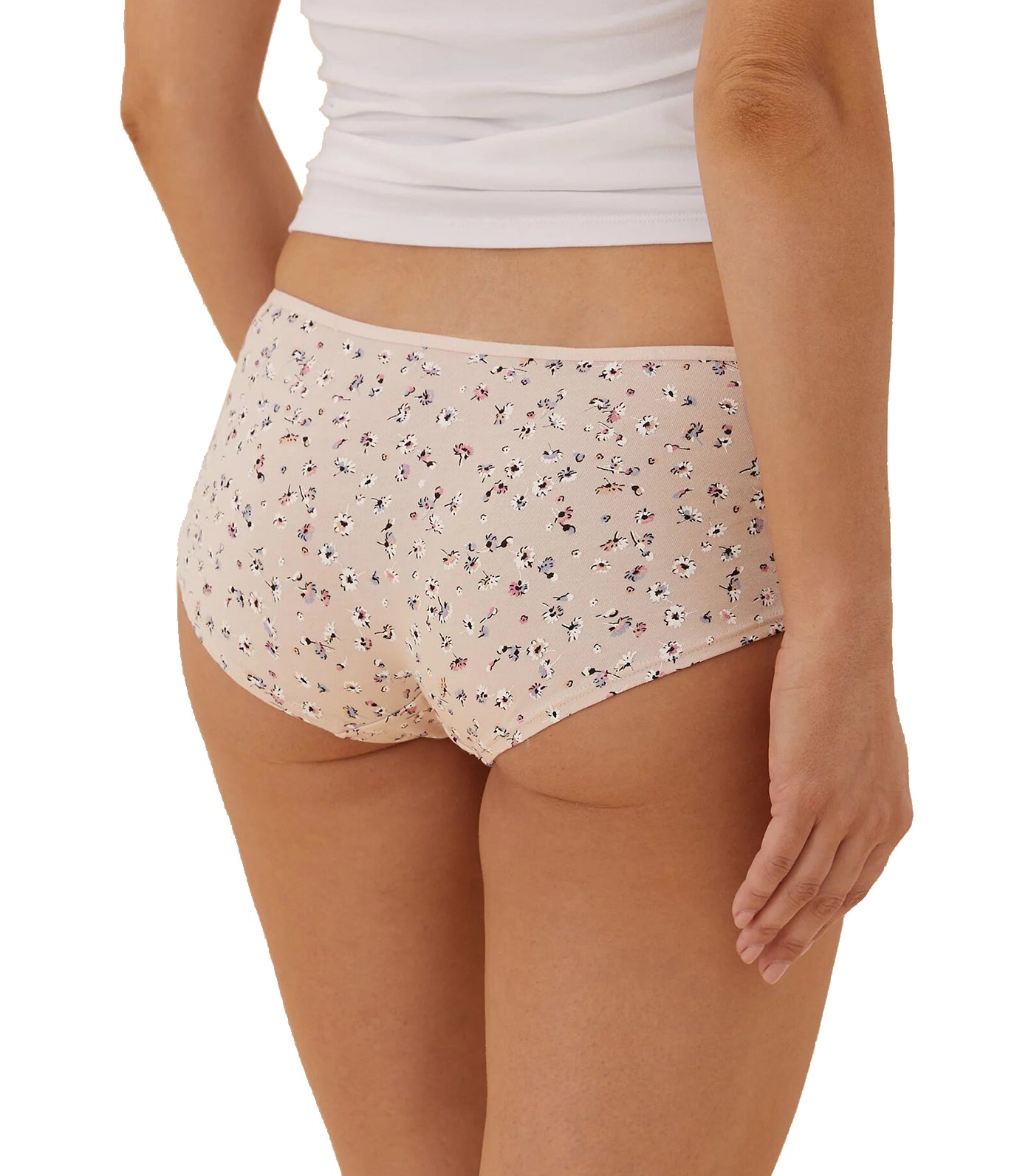 5 Pack Cotton Lycra® Daisy Print Low Rise Shorts Pink Mix
